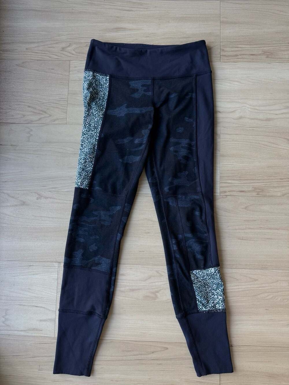 Lululemon Wunder Under Pant Sashiko Patch Camo Oil Blue Inkwell Size 4